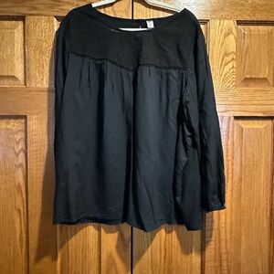 Old Navy Black Boxy Long Sleeve Blouse